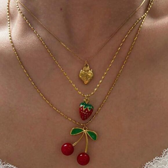Anthropologie Jewelry - Cherry Pendant Necklace #1590